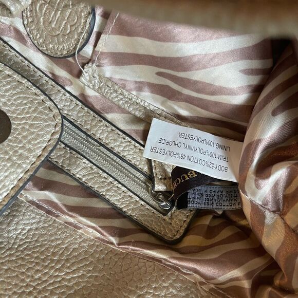 Dana  Buchman beige canvas and faux leather trims and accents shoulder bag. - Picture 9 of 14